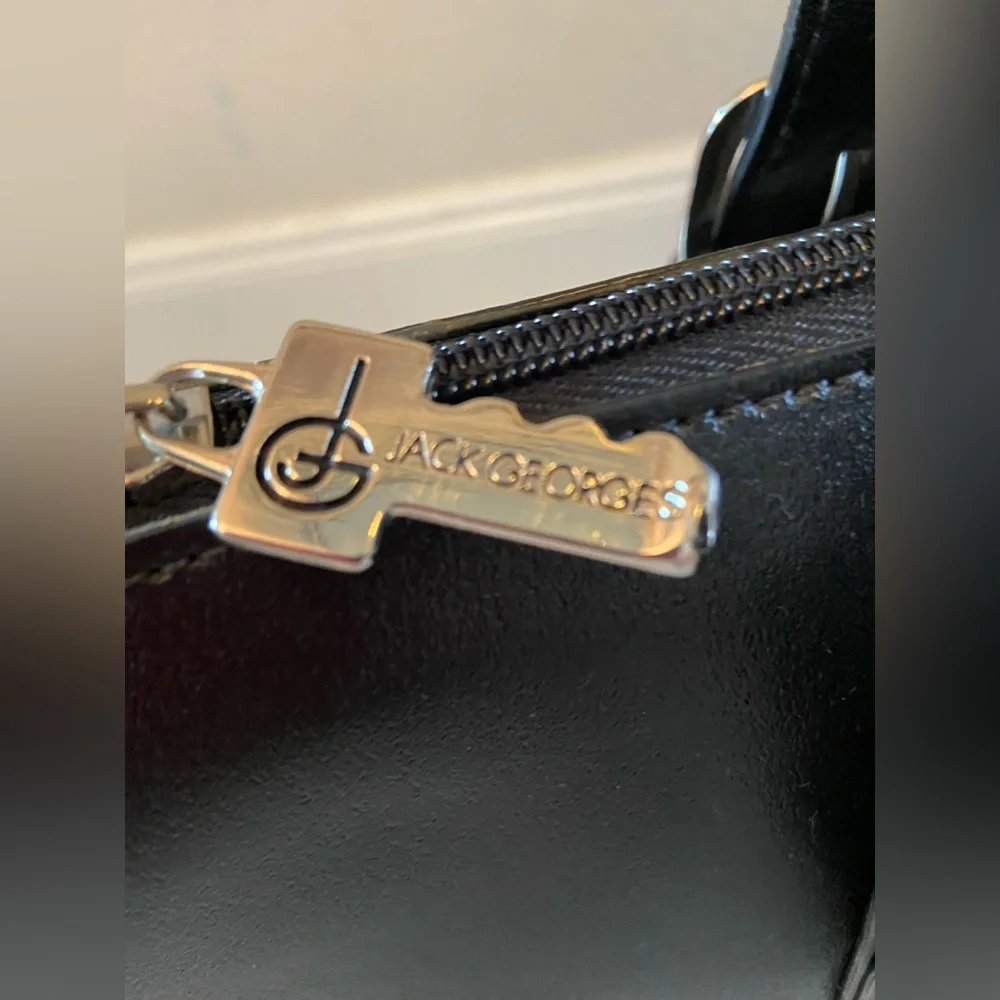 Jack Georges Black Italian Leather Milano Women’s Briefcase Tote Bag